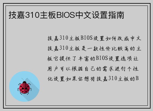 技嘉310主板BIOS中文设置指南